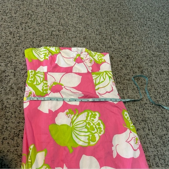 Lilly Pulitzer 100% Cotton Pink & White Floral Franco Strapless Mini Dress 10 - Picture 9 of 10
